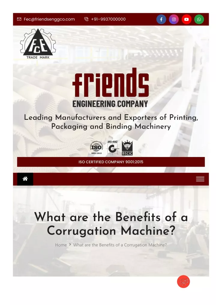 what are the bene ts of a corrugation machine
