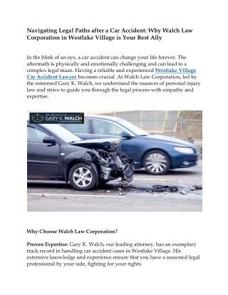 Westlake Village Car Accident Lawyer