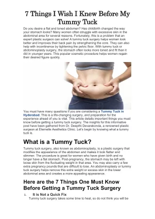 7 Things I Wish I Knew Before My Tummy Tuck