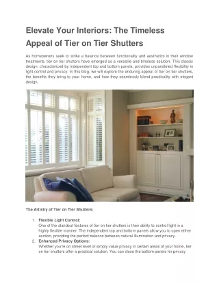 Elevate Your Interior with Tier on Tier Shutters