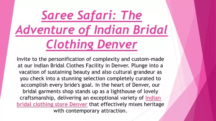 saree safari the adventure of indian bridal clothing denver