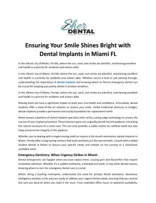 Ensuring Your Smile Shines Bright with Dental Implants in Miami FL
