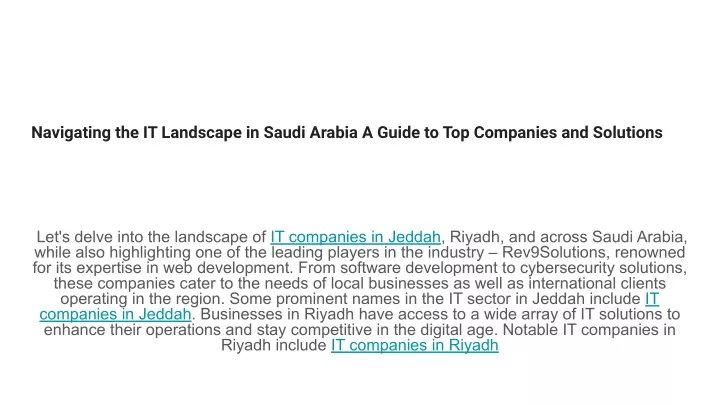 navigating the it landscape in saudi arabia