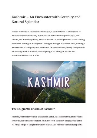 kashmir an encounter with serenity and natural