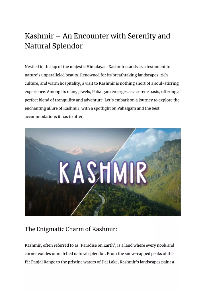 kashmir an encounter with serenity and natural