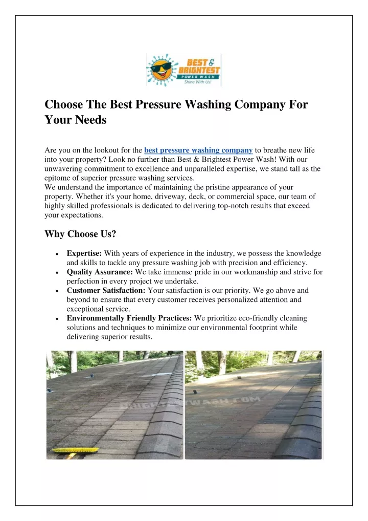 choose the best pressure washing company for your