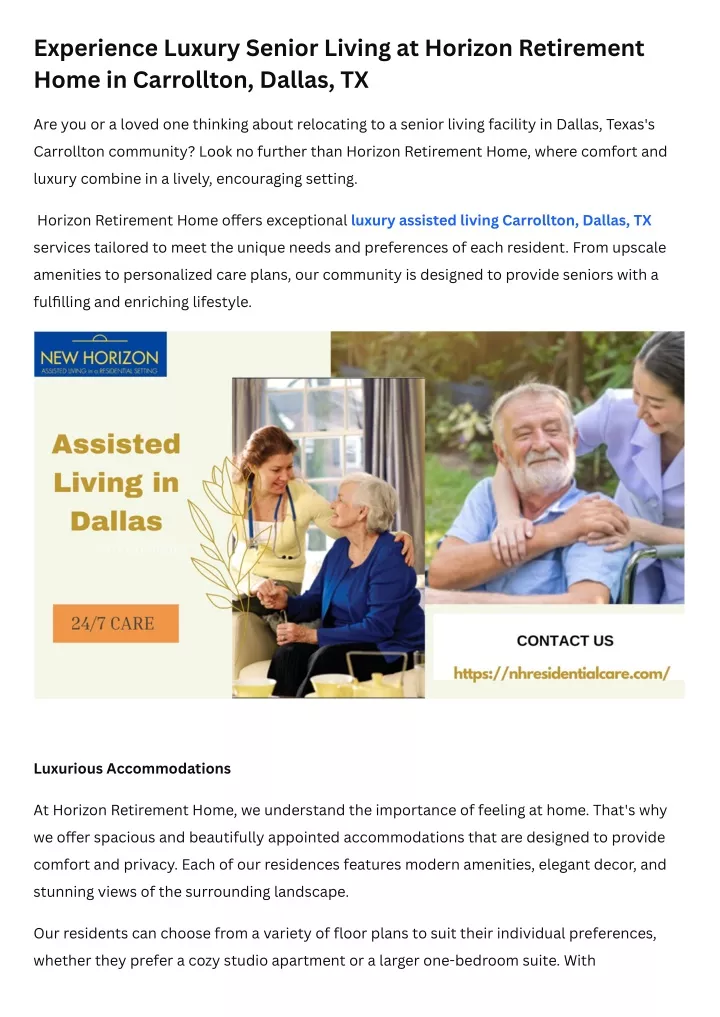 experience luxury senior living at horizon