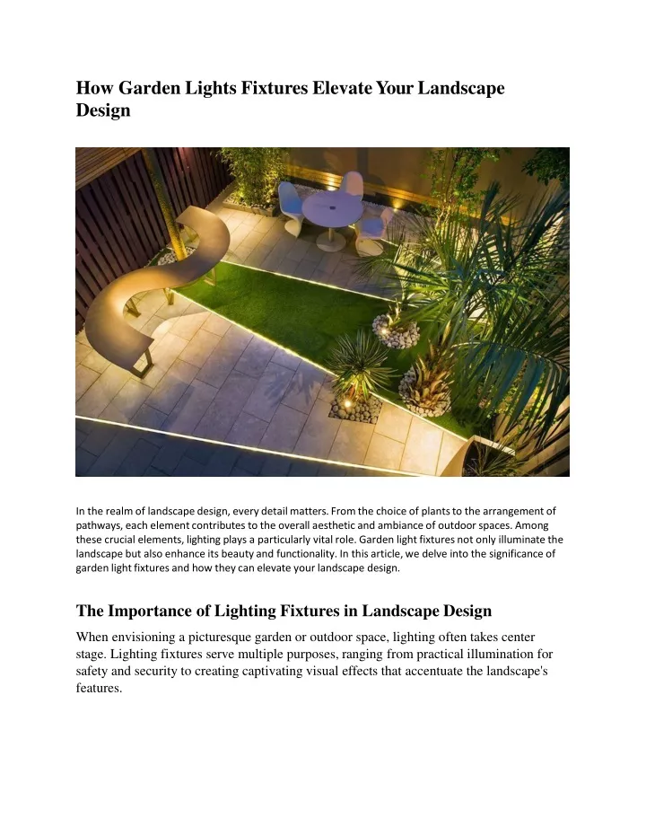 how garden lights fixtures elevate your landscape