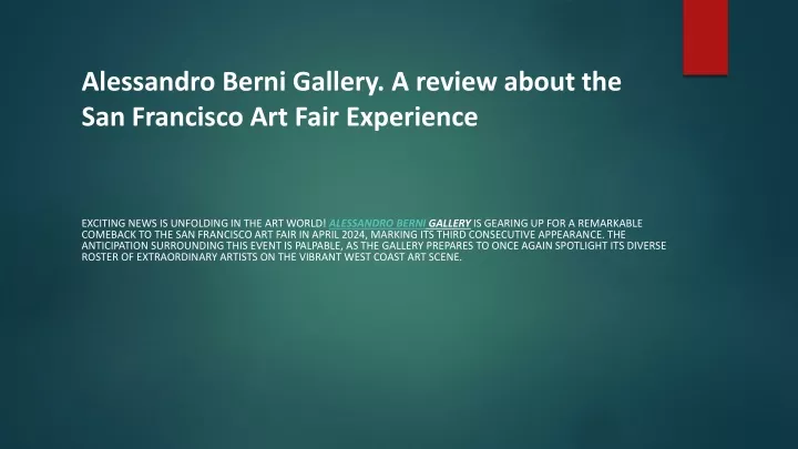 alessandro berni gallery a review about the san francisco art fair experience
