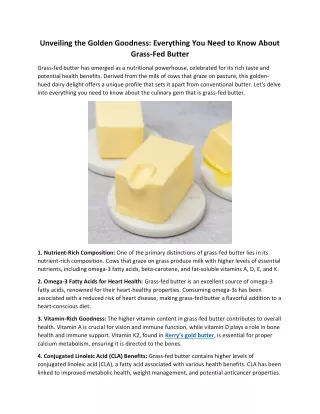 Unveiling the Golden Goodness- Everything You Need to Know About Grass-Fed Butter