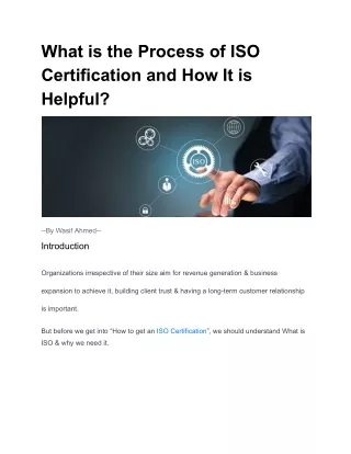 what is the process of iso certification