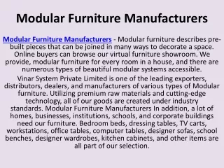 Modular Furniture Manufacturers
