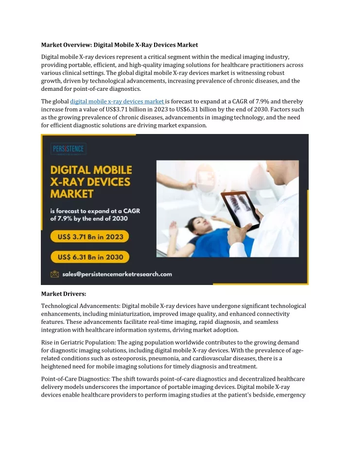 market overview digital mobile x ray devices