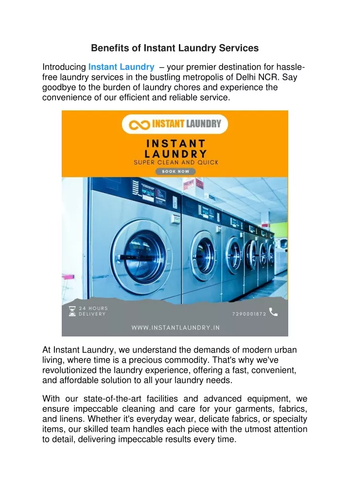benefits of instant laundry services