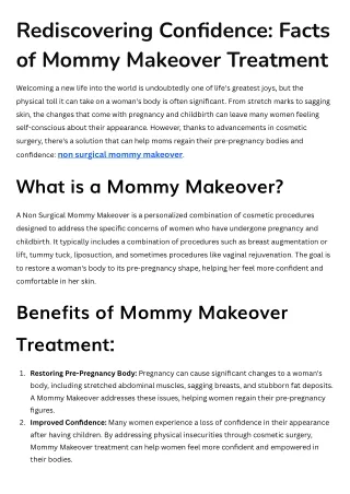 Rediscovering Confidence A Comprehensive Guide to Mommy Makeover Treatment