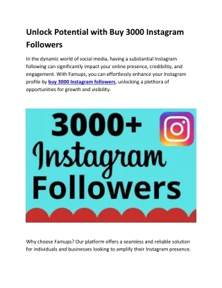 Unlock Potential with Buy 3000 Instagram Followers