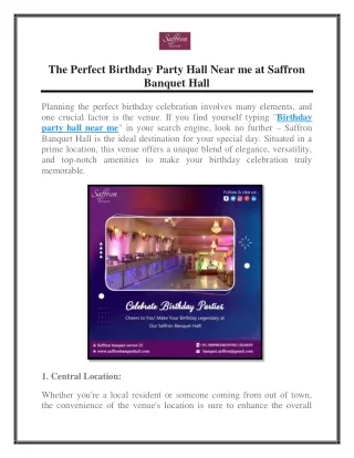 The Perfect Birthday Party Hall Near me at Saffron Banquet Hall