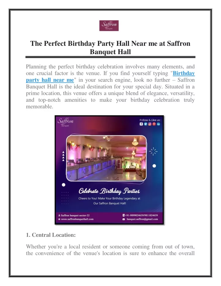 PPT The Perfect Birthday Party Hall Near Me At Saffron Banquet Hall 