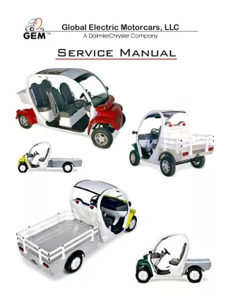 1999 GEM e825 2PN Electric Motorcars Service Repair Manual