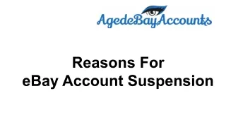 Reasons For eBay account Suspension