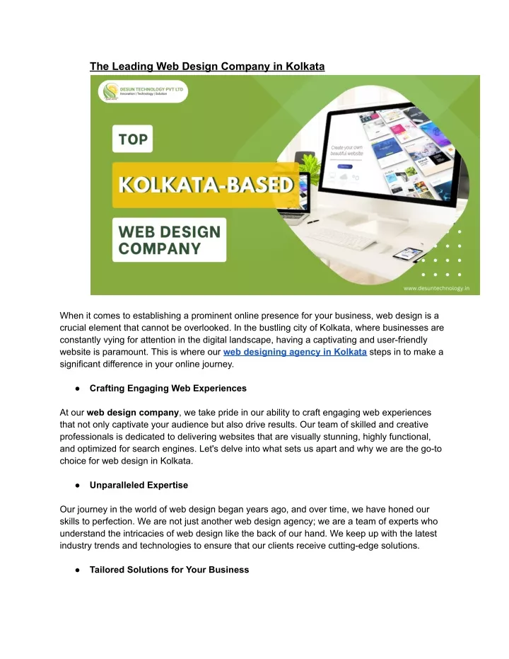 the leading web design company in kolkata