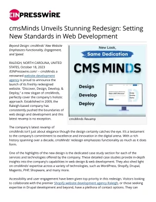 Experience the Next Level of Web Development: cmsMinds' Striking Redesign