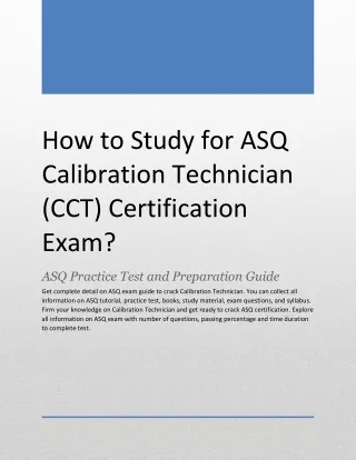 How to Study for ASQ Calibration Technician (CCT) Certification Exam?