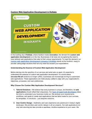 Custom Web Application Development in Kolkata