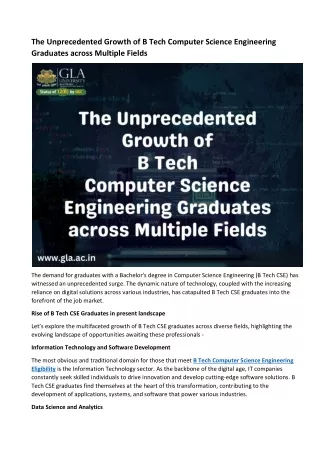 The Unprecedented Growth of B Tech Computer Science Engineering Graduates Across Multiple Fields