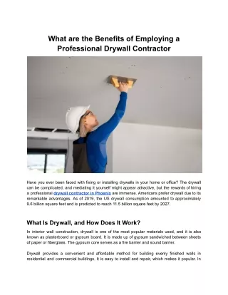 What are the Benefits of Employing a Professional Drywall Contractor?
