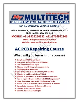 AC PCB Repairing Course syllabus