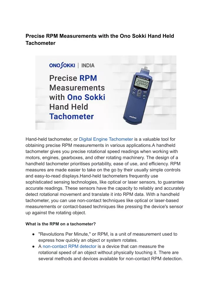 precise rpm measurements with the ono sokki hand