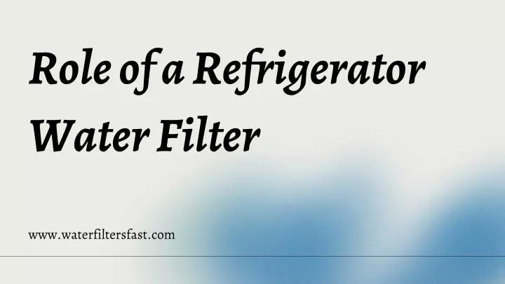 role of a refrigerator water filter