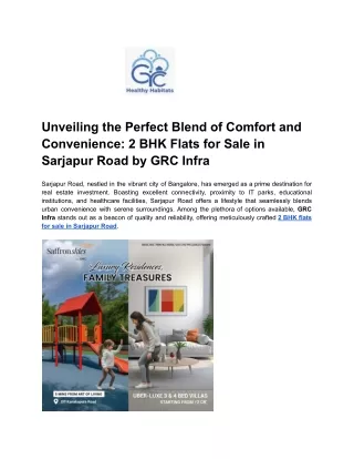 Unveiling the Perfect Blend of Comfort and Convenience_ 2 BHK Flats for Sale in Sarjapur Road by GRC Infra