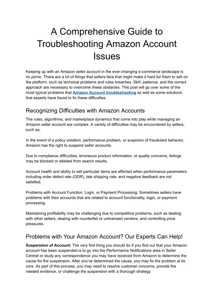 a comprehensive guide to troubleshooting amazon