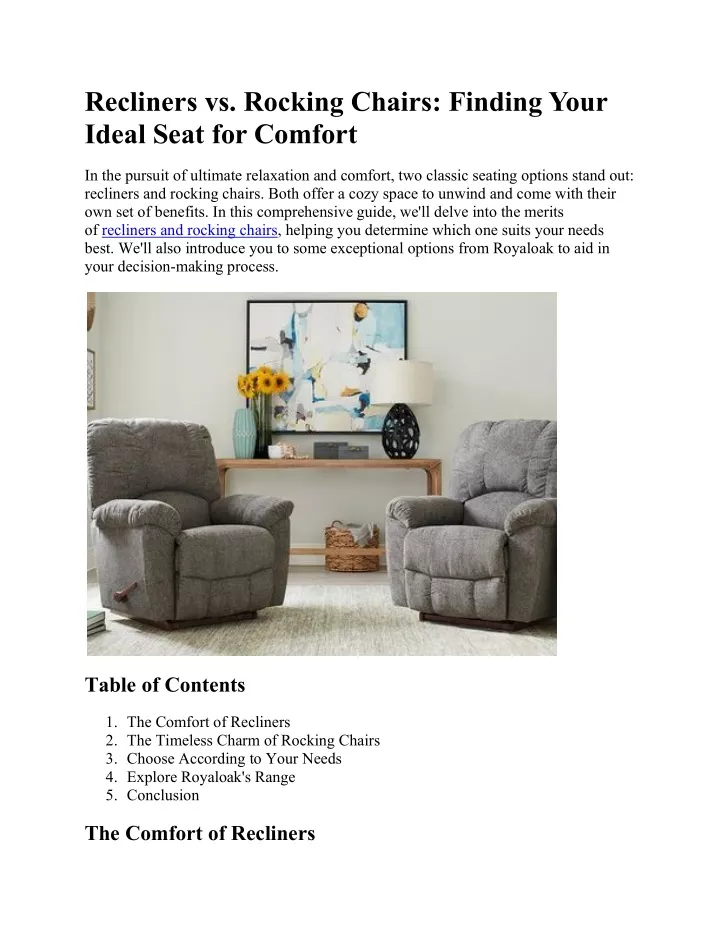 recliners vs rocking chairs finding your ideal