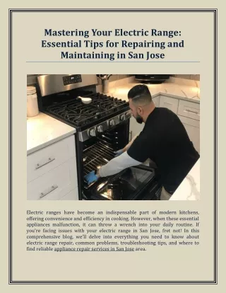 Mastering Your Electric Range - Essential Tips for Repairing and Maintaining in San Jose