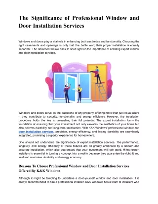 The Significance of Professional Window and Door Installation Services