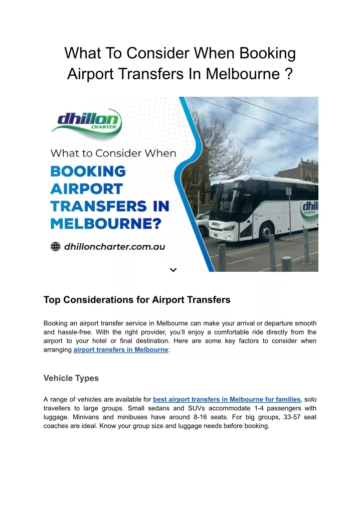 what to consider when booking airport transfers