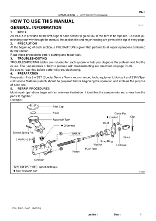 1999 Lexus LS400 Service Repair Manual