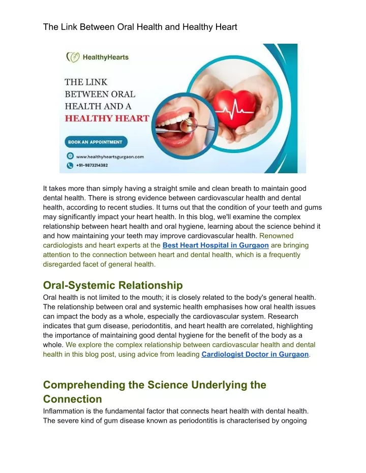 the link between oral health and healthy heart