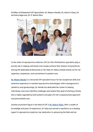 profiles of esteemed ivf specialists dr meenu