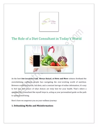 The Role of a Diet Consultant in Today's World