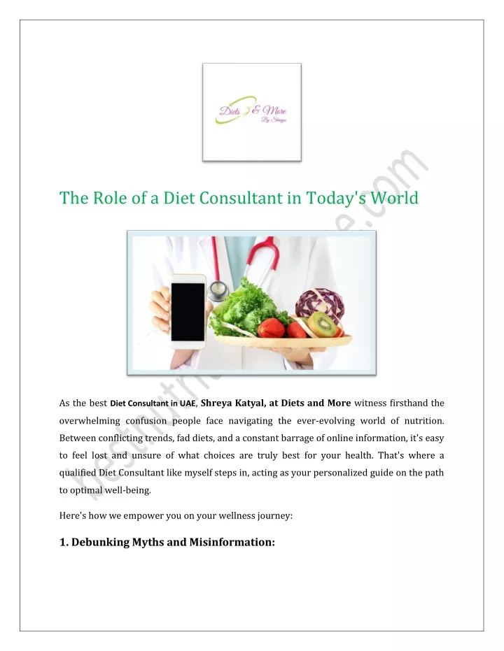 the role of a diet consultant in today s world