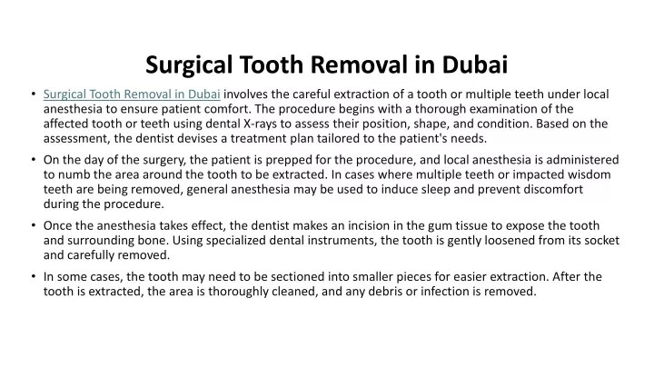 surgical tooth removal in dubai