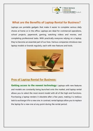 What are the Benefits of Laptop Rental for Business?