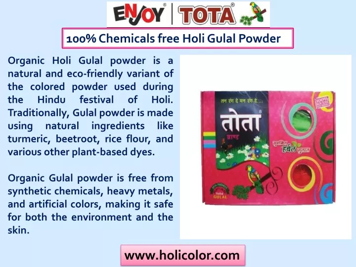 100 chemicals free holi gulal powder