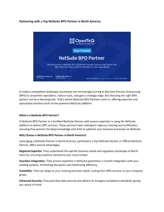 Partnering with a Top NetSuite BPO Partner in North America
