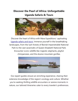 Discover the Pearl of Africa: Unforgettable Uganda Safaris & Tours