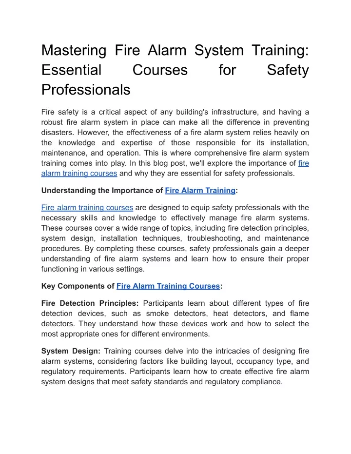 mastering fire alarm system training essential